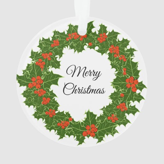 Merry KerstHolly Wreath Ornament (achterkant)