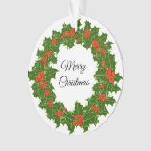 Merry KerstHolly Wreath Ornament (voorkant)
