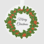 Merry KerstHolly Wreath Ornament (voorkant)
