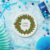 Merry KerstHolly Wreath Papieren Bordje (Feest)