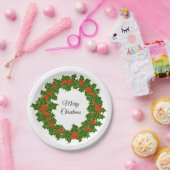Merry KerstHolly Wreath Papieren Bordje (Feest)