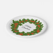 Merry KerstHolly Wreath Papieren Bordje (Gekanteld)