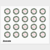 Merry KerstHolly Wreath Ronde Sticker (Vel)
