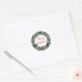 Merry KerstHolly Wreath Ronde Sticker (Envelop)