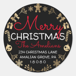Merry KerstHolly Wreath RSVP Return Address Ronde Sticker