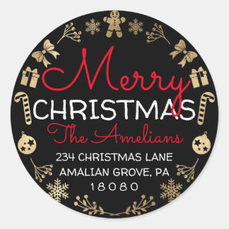 Merry KerstHolly Wreath RSVP Return Address Ronde Sticker