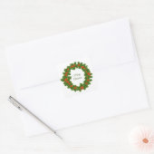 Merry KerstHolly Wreath Vierkante Sticker (Envelop)
