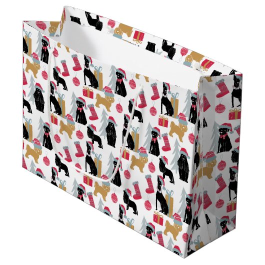 Merry Kersthond Pattern Groot Cadeauzakje (Voorkant Gekanteld)