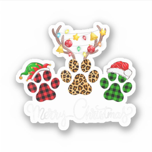 Merry Kersthond Paws Lights Buffalo Pset & Le Sticker (Voorkant)