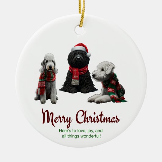 Merry Kersthonden Keramisch Ornament (Voorkant)