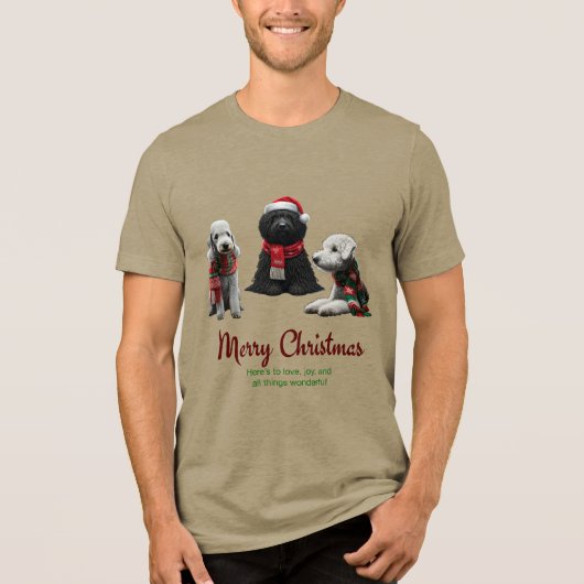 Merry Kersthonden Tri-Blend Shirt (Voorkant)