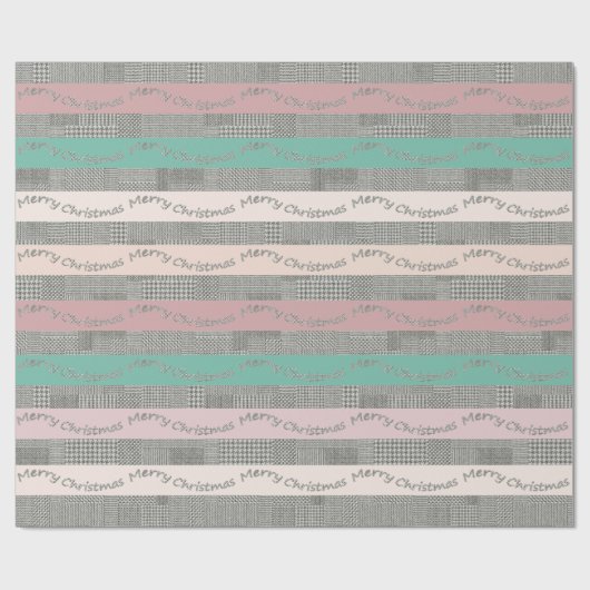 Merry-kersthoundstooth Pattern, Stripes Cadeaupapier (Vlak)