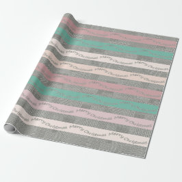 Merry-kersthoundstooth Pattern, Stripes Cadeaupapier
