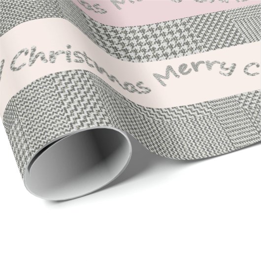 Merry-kersthoundstooth Pattern, Stripes Cadeaupapier (Rol Hoek)