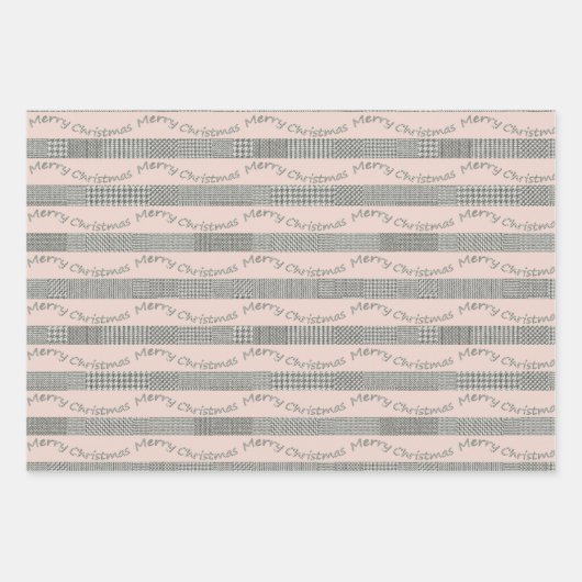 Merry-kersthoundstooth Pattern, Stripes Inpakpapier Vel (Voorkant 2)