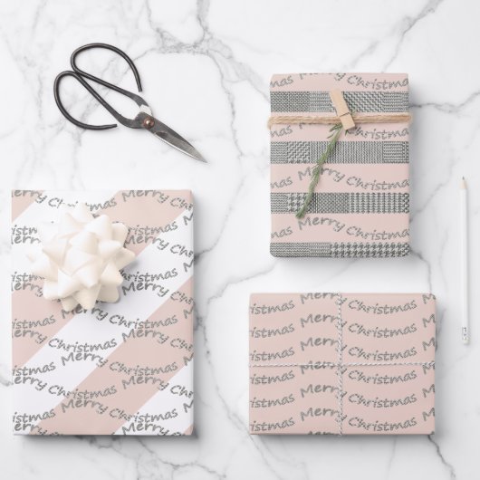 Merry-kersthoundstooth Pattern, Stripes Inpakpapier Vel (Voorkant)