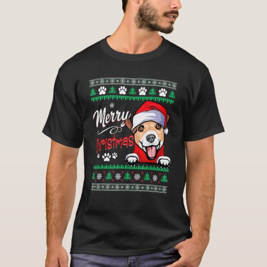 Merry KerstJack Russell Terrier Ugly Christma T-shirt (Voorkant)