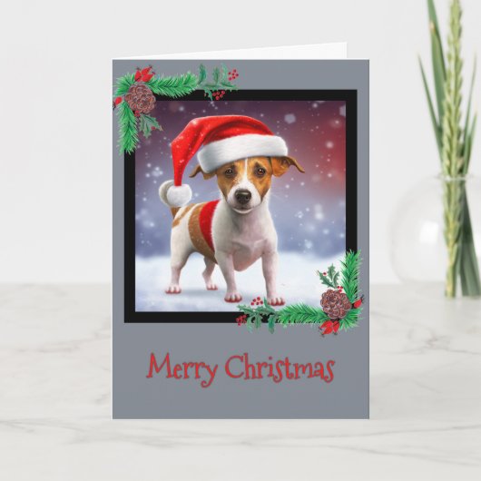 Merry KerstJack Russell Terrier Wenskaart Bedankkaart (Voorkant)