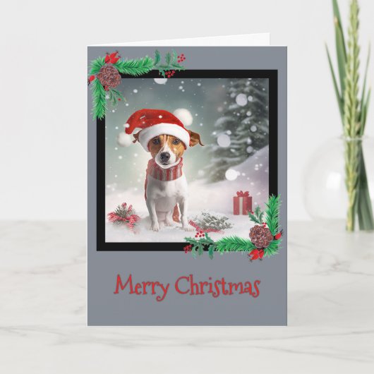 Merry KerstJack Russell Terrier Wenskaart Bedankkaart (Voorkant)