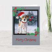 Merry KerstJack Russell Terrier Wenskaart Bedankkaart (Voorkant)