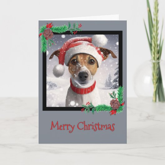 Merry KerstJack Russell Terrier Wenskaart Bedankkaart (Voorkant)