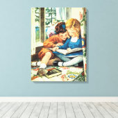 Merry KerstJessie Willcox Smith Illustratie Canvas Afdruk (Insitu (Houten vloer))
