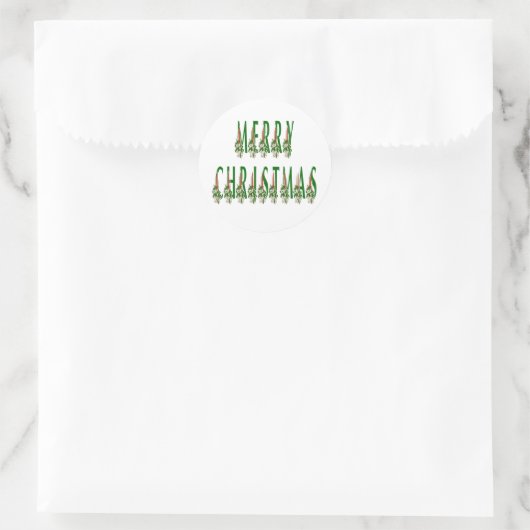 Merry Kerstkaarle Font Ronde Sticker (Tas)