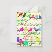 Merry kerstkaart Colorful Musical Birds Song Notitiekaartje (Voorkant)