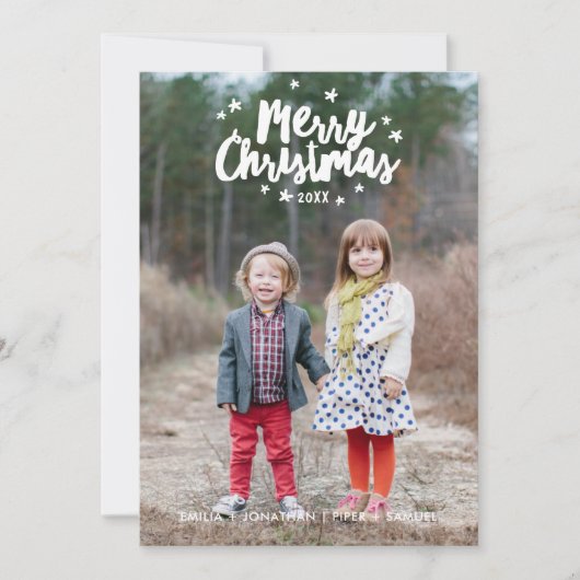 Merry-kerstkaart met briefkaart voor foto's (Voorkant)