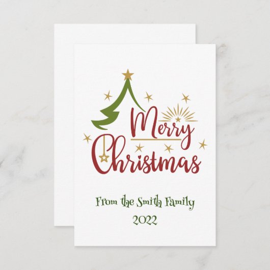 Merry kerstkaart White (Voorkant / Achterkant)