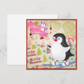 Merry-kerstkaartje Penguin-platte kaart (Voorkant / Achterkant)