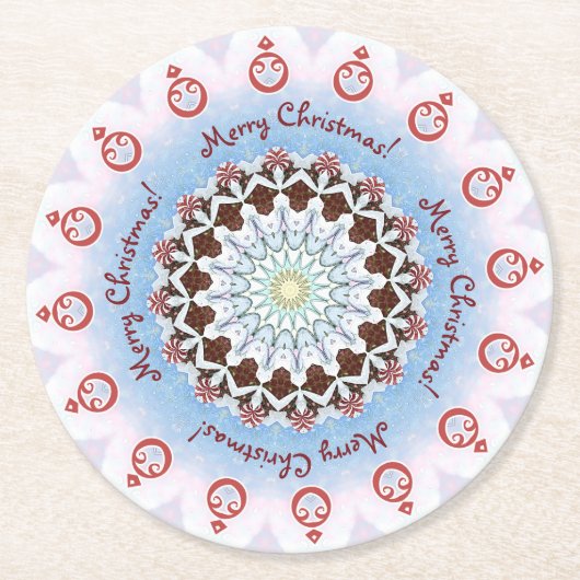 Merry KerstKaleidoscope Ronde Kartonnen Onderzetter (Voorkant)