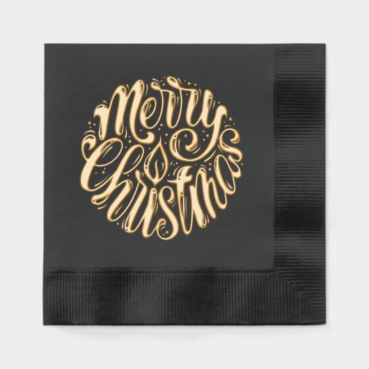 Merry Kerstkalligrafie Folie Servetten (Voorkant)