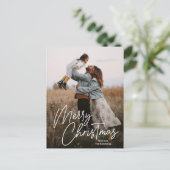 Merry Kerstkalligrafie Foto Feestdagenkaart (Staand voorkant)