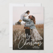 Merry Kerstkalligrafie Foto Feestdagenkaart (Voorkant)