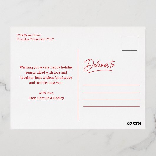 Merry Kerstkalligrafie Foto Folie Feestdagen Briefkaart (Achterkant)