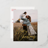 Merry Kerstkalligrafie Foto Folie Feestdagen Briefkaart (Voorkant / Achterkant)