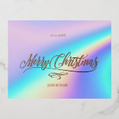 Merry Kerstkalligrafie Holographic Folie Feestdagen Briefkaart (Voorkant)