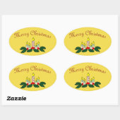 Merry Kerstkandle Oval Sticker (Vel)
