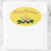 Merry Kerstkandle Oval Sticker (Tas)