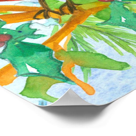 Merry Kerstkardinaal Bird Poster (Hoek)