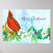 Merry Kerstkardinaal Bird Poster (Voorkant)