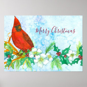 Merry Kerstkardinaal Bird Poster