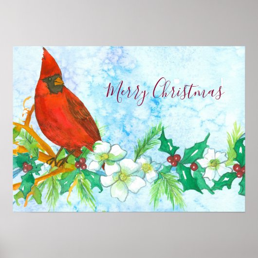 Merry Kerstkardinaal Bird Poster (Voorkant)