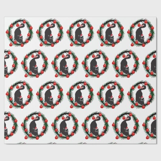 Merry kerstkat Lovers Cadeaupapier (Vlak)