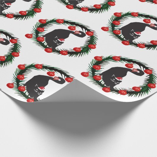 Merry kerstkat Lovers Cadeaupapier (Hoek)