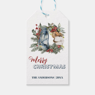 Merry kerstkatton Greenery Holiday Cadeaulabel
