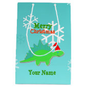 Merry KerstKawaii Dinosaur Medium Cadeauzakje (Achterkant)