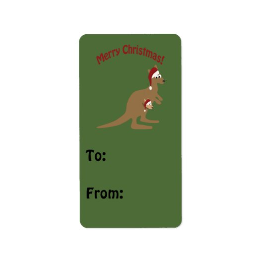 Merry Kerstkerkangaroos Etiket (Voorkant)