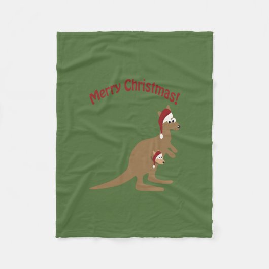 Merry Kerstkerkangaroos Fleece Deken (Voorkant)